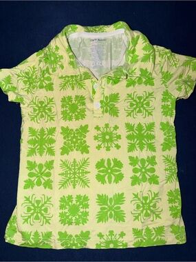 Toddler Boy Green Floral Print Polo